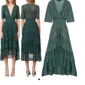 MAJE metallic thread high/low dress